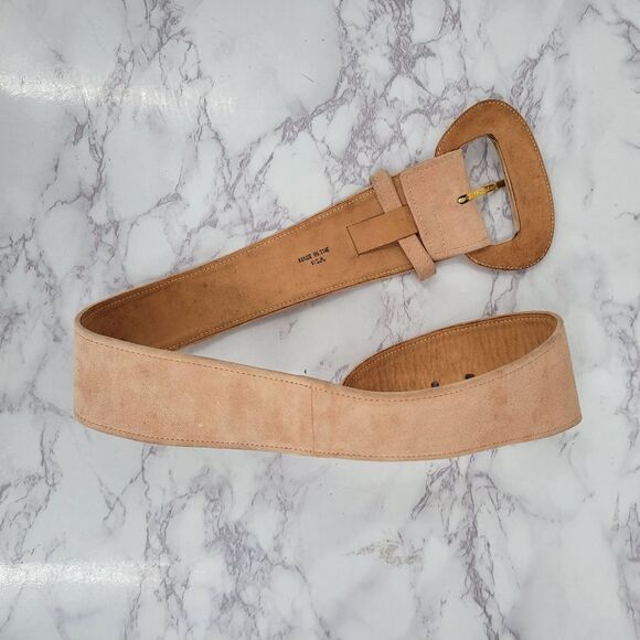 Donna Karan Vintage Oversized Tan Suede Waist Belt Asymetrical - Picture 10 of 13